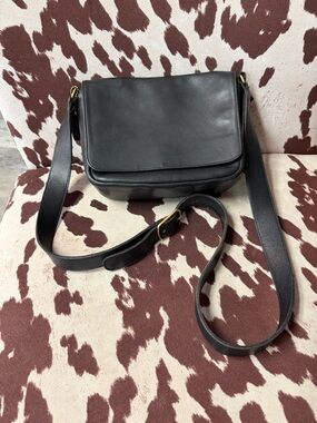 Coach Black Leather Crossbody Bag with Gold Hardware